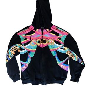 2000s Era Vintage COOGI Black Multi Zip Hoodie XXXL